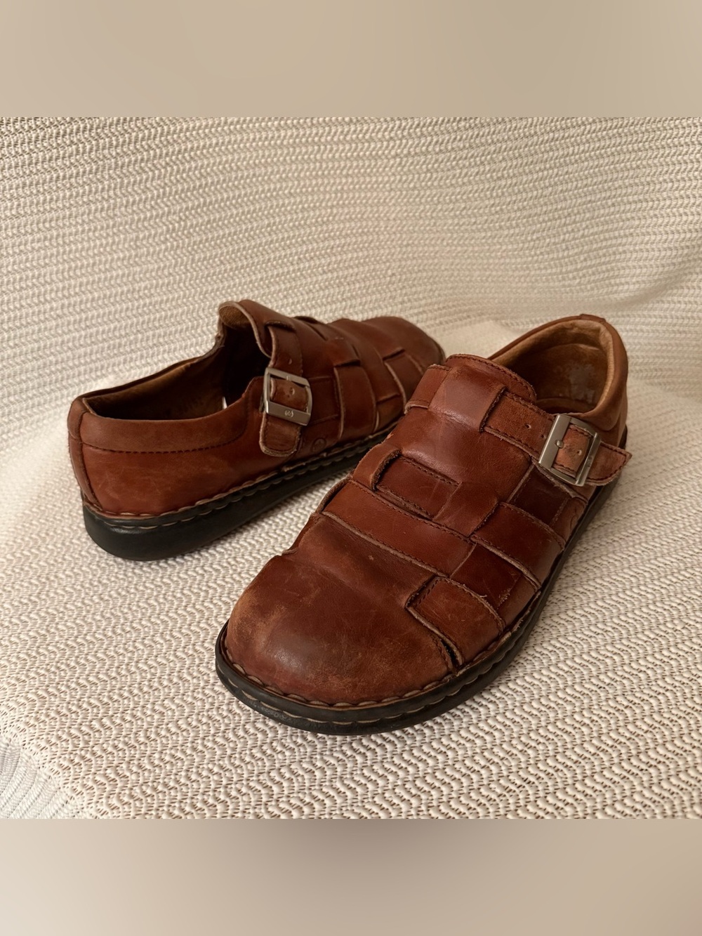 Born Leather Fisherman Sandals Brown Mens Size 10 EU 42 Comfort Casual Shoes